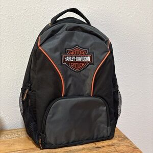 Harley-Davidson Black Backpack with Orange Piping and Patch
